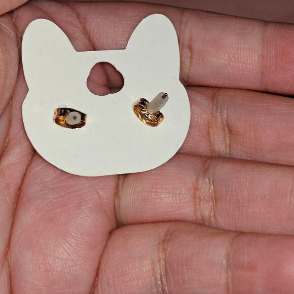 Small Gold Crystal Stud Earrings - Picture 4 of 4